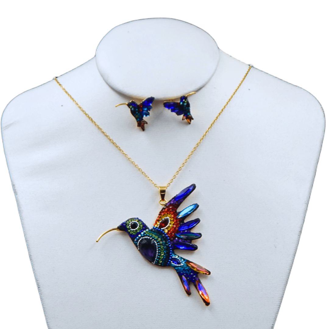 Juego de collar y aretes de colibri | Jumbo