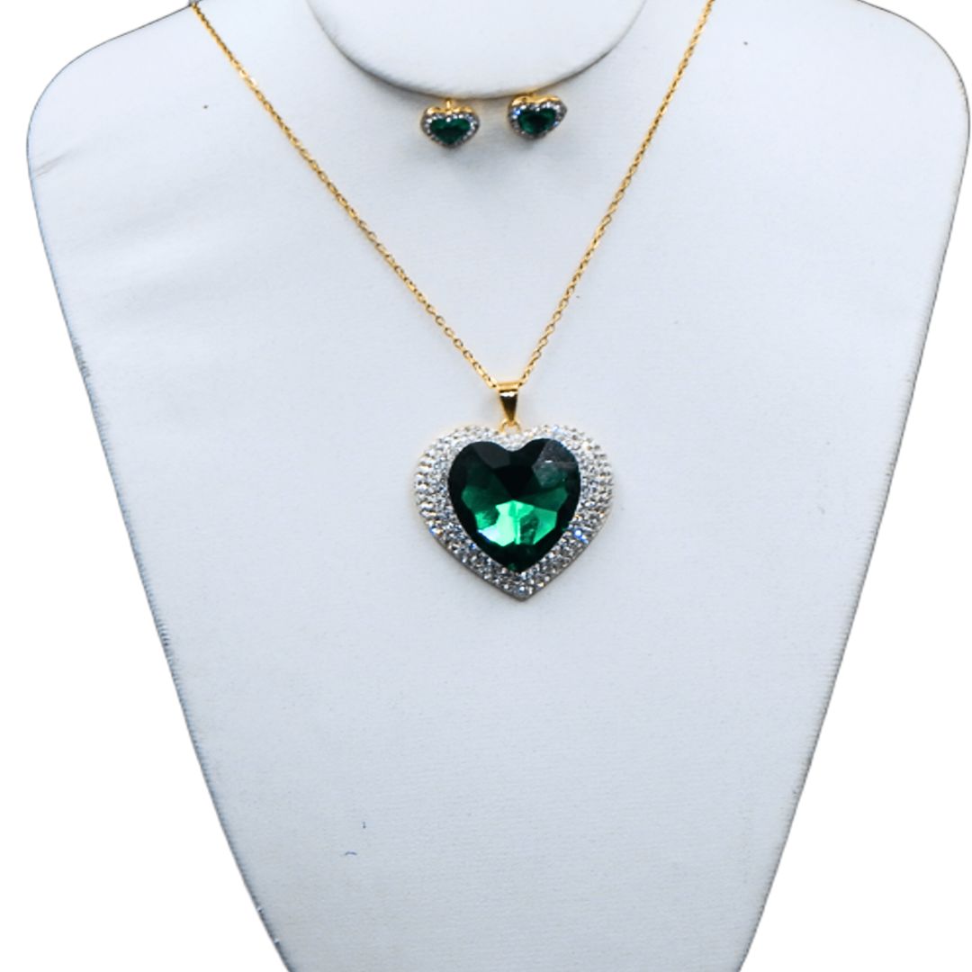 Juego de collar y aretes de corazón "Swarovski" | Grande