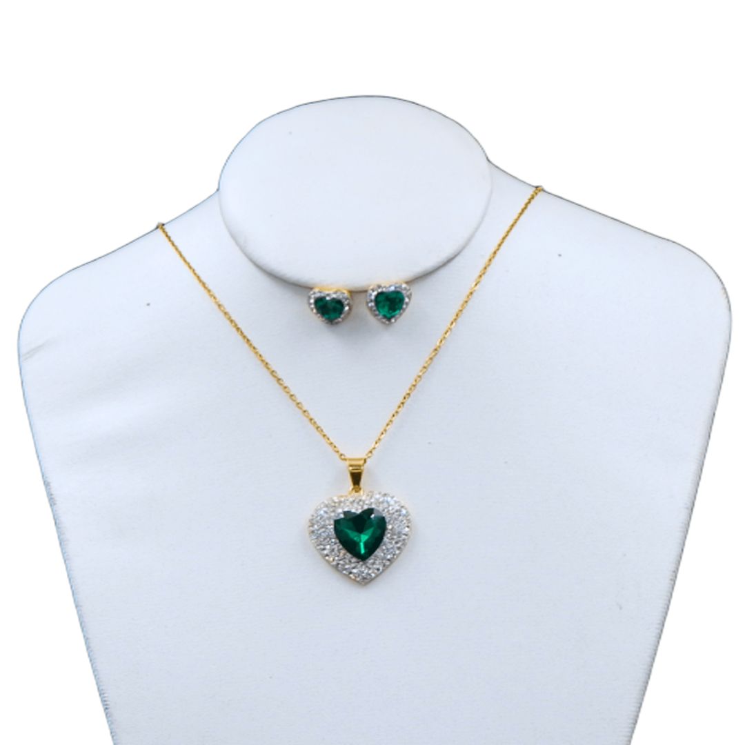 Juego de collar y aretes de corazón "Swarovski" | Mediano
