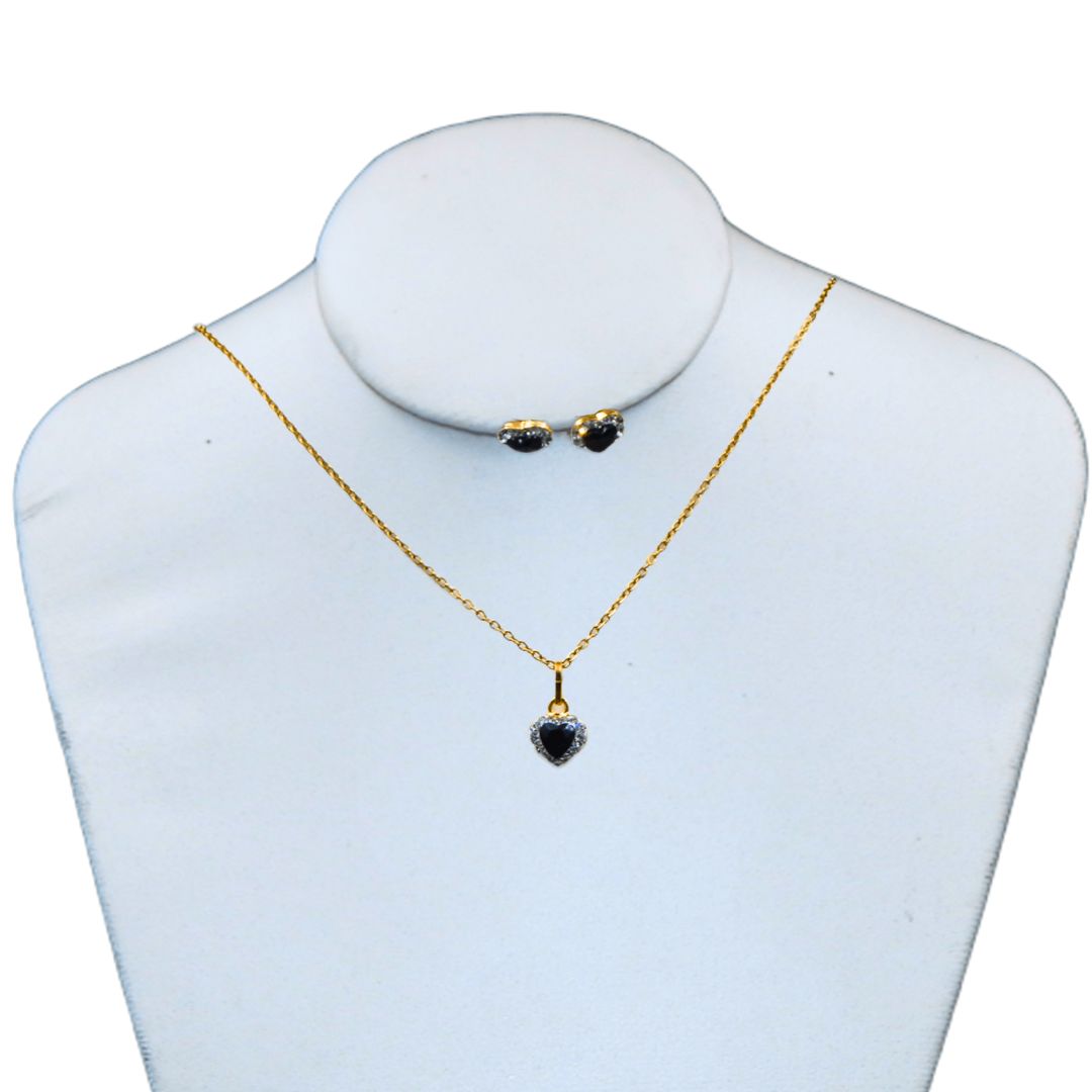 Juego de collar y aretes de corazón "Swarovski" | Mini