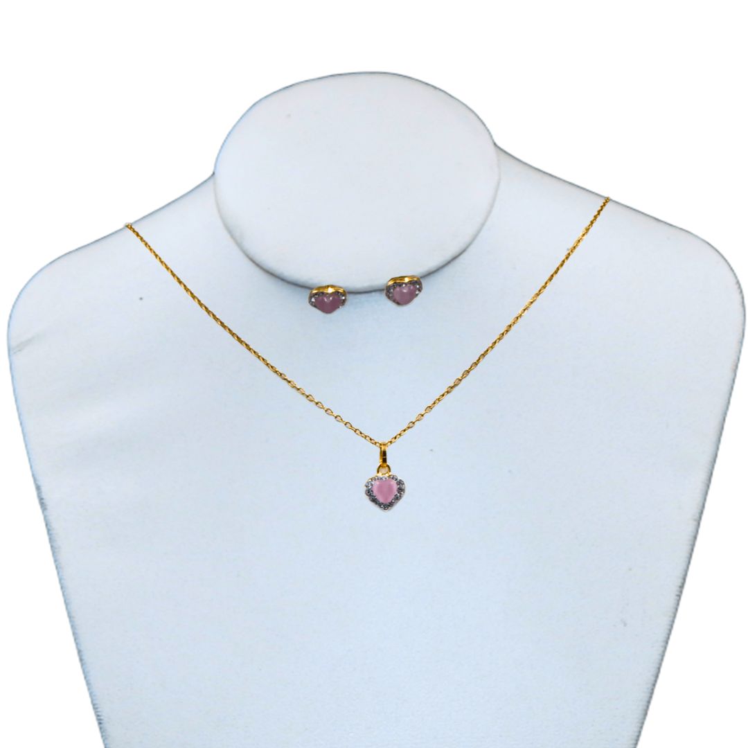 Juego de collar y aretes de corazón "Swarovski" | Mini