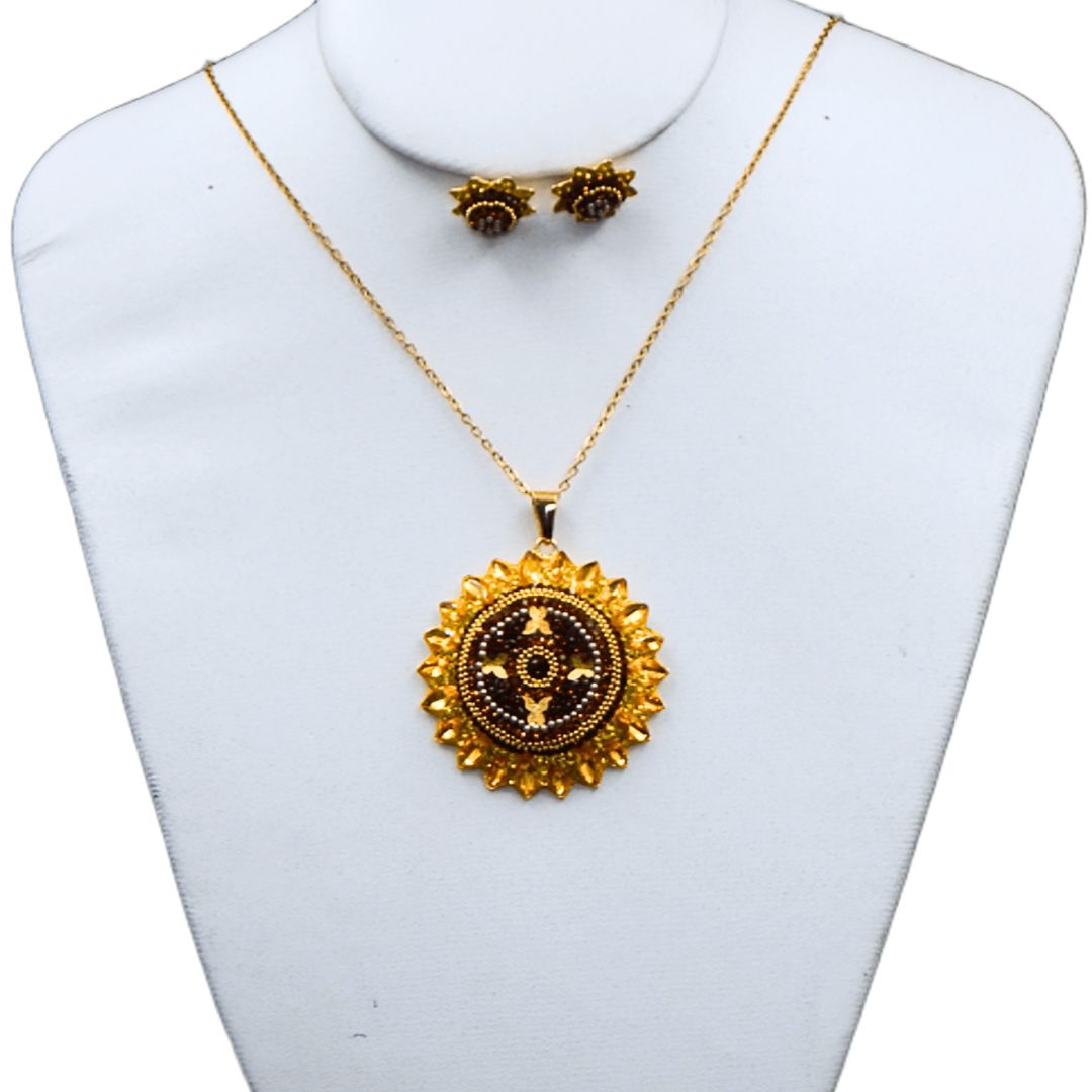 Juego de collar y aretes de girasol | Jumbo