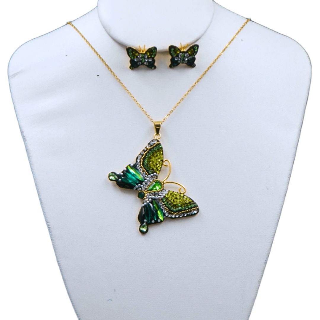 Juego de collar y aretes de mariposa | Grande