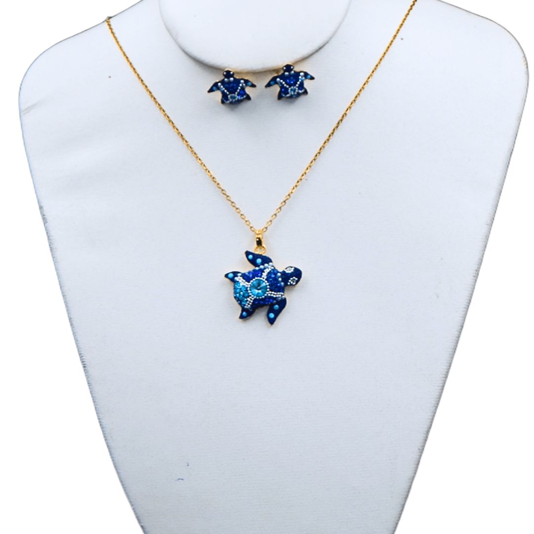 Juego de collar y aretes de tortuga