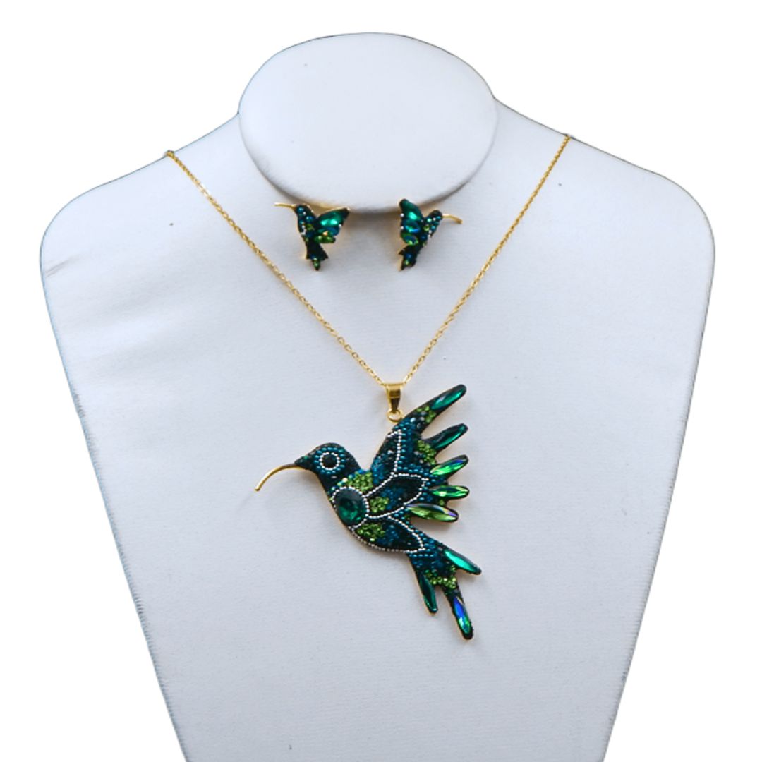 Juego de collar y aretes de colibri | Jumbo