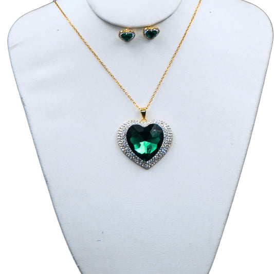 Juego de collar y aretes de corazón "Swarovski" | Grande