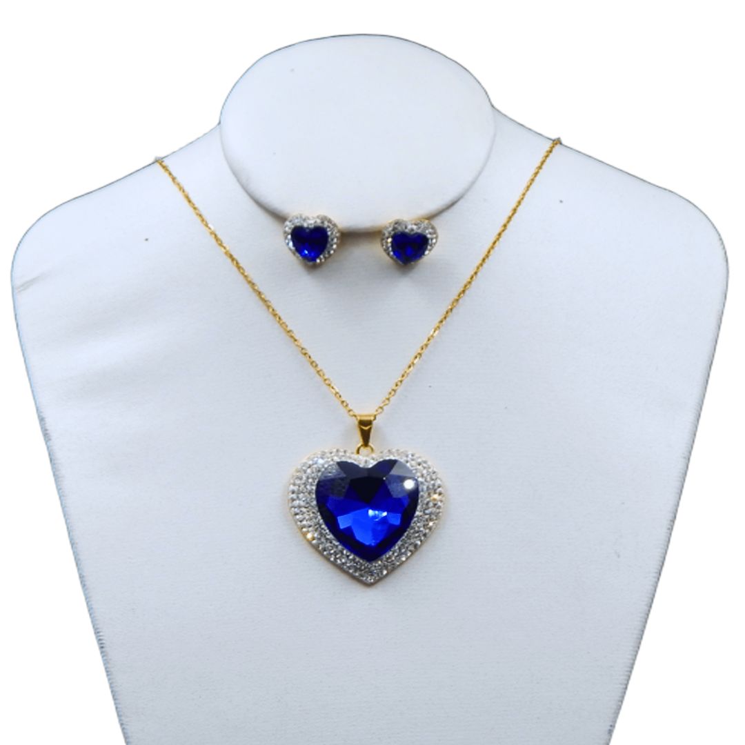 Juego de collar y aretes de corazón "Swarovski" | Grande