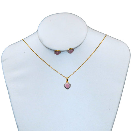 Juego de collar y aretes de corazón "Swarovski" | Mini