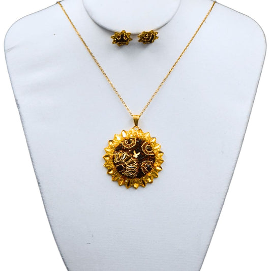 Juego de collar y aretes de girasol | Jumbo