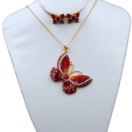 Juego de collar y aretes de mariposa | Jumbo