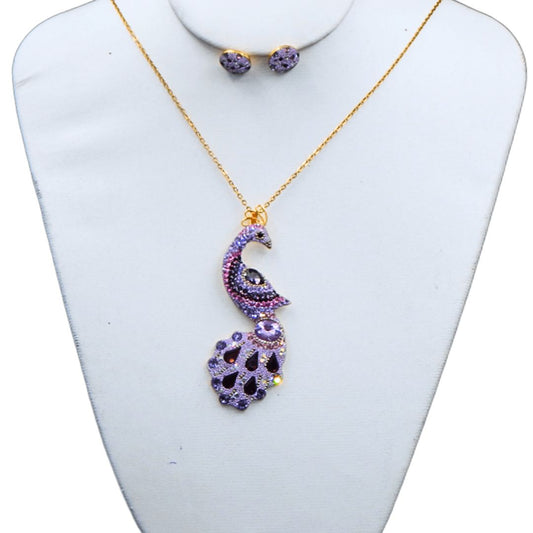 Juego de collar y aretes de pavo real