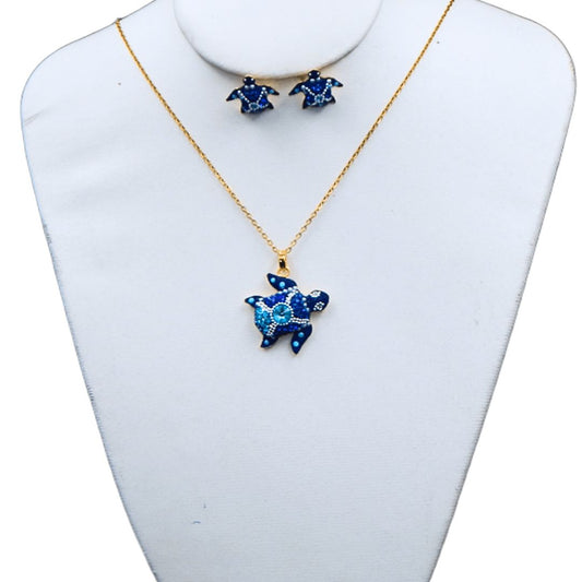 Juego de collar y aretes de tortuga