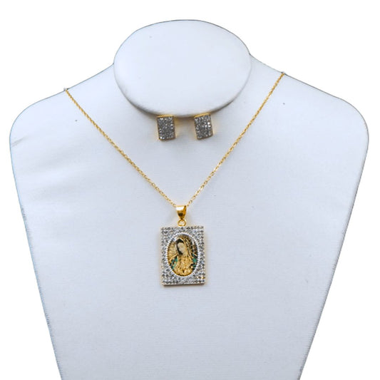 Juego de collar y aretes de Virgen